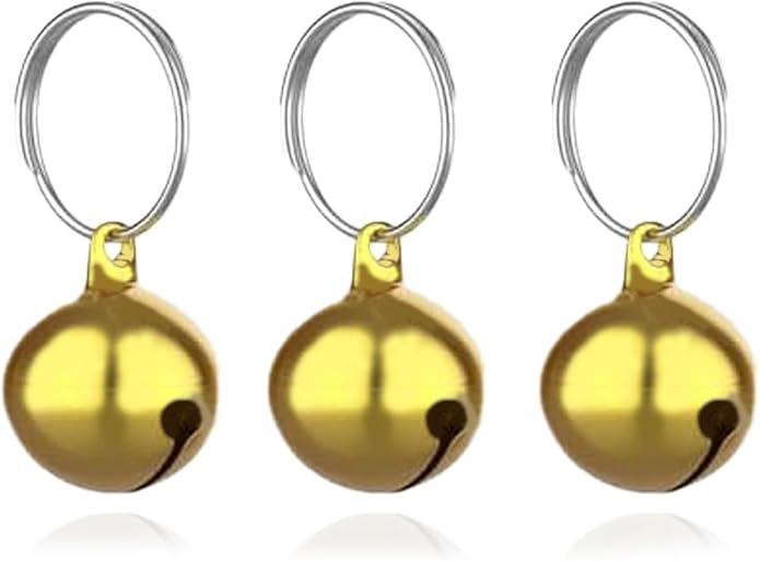 SKYPIA Round Dog Bells Dog Charm Bells Pet Pendant, 3 PCS Anti-Lost Training Bells for Collars, Suitable for Pet Pendant Accessories 1/2-Inch Gold