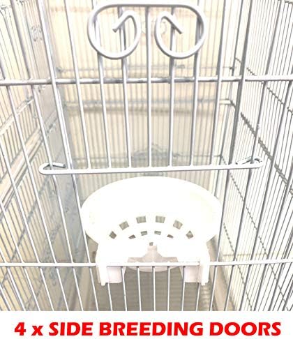 66-Inch Open Top Flight Bird Home Cage for Cockatiel Quaker Parrot Sun Parakeet Green Cheek Conures Finch Budgie Lovebird Parrotlet Canary Finch Pet Bird with Side Nest Doors Removable Rolling Stand