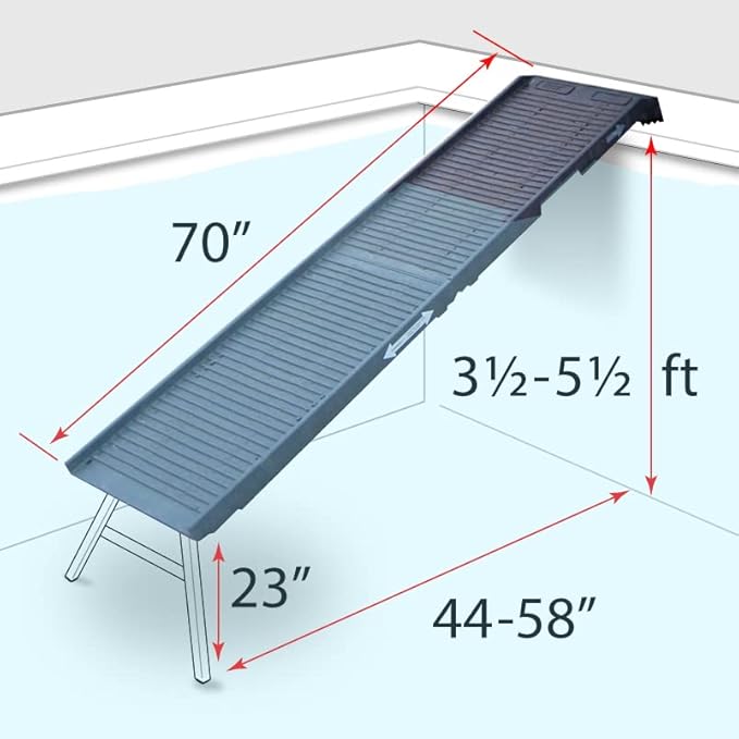 PetStep Pool Ramp for Dogs - (Standard Legs, Graphite/Gray) - Small and Large Dog Pool Ramp for Above-Ground and In-Ground Pools