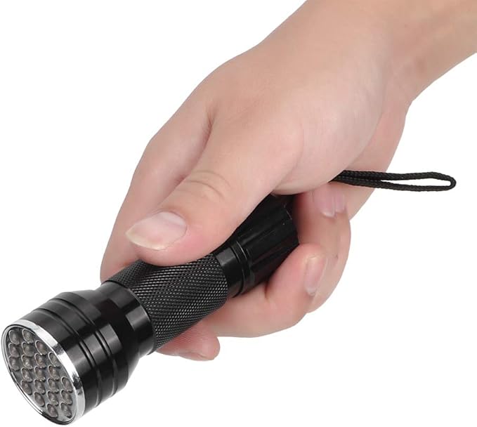 Flashlight, Light Mini Torch Light Urine Light Detector 21 LED Flashlight Ultra Violet Pet Urine Detector Light for Dog Cat (with Tail Strap)