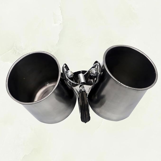 Stainless Steel Parrot Feeder and Birds Water Cup Set with Clip – Large Dual Bowl Bird Feeding Watering Supplies for Cage Use