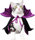 Cat Halloween Costume, Vampire Bat Wings Cape for Pets, Small Dog Halloween Costumes for Trick-or-Treating, Cosplay Events, Parties & Photos (Purple)