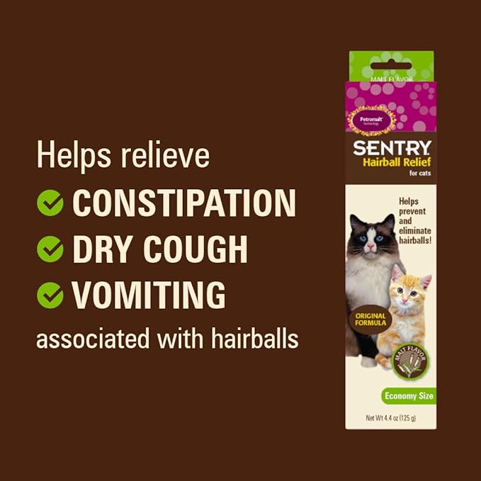 SENTRY PET CARE Sentry Hairball Relief for Cats,Malt Flavor,4.4 Ounces