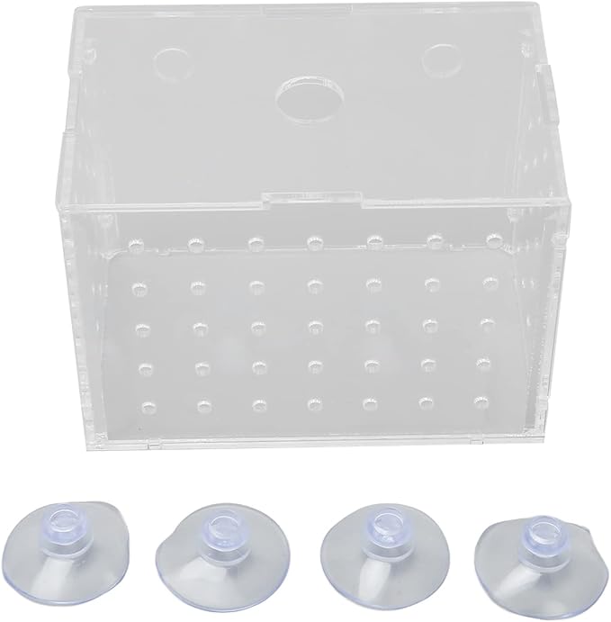 Fish Breeder Box, Aquarium Fish Breeding Box, High Transparency Acrylic Hatchery Incubator with Suction Cups for Baby Fish Shrimp Clownfish Isolation and Rearing (11 * 7 * 8CM)