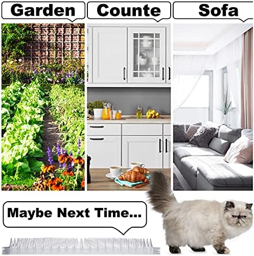 Nuanchu 12 Pieces Cat Deterrent Mat Cat Repellent Mat with Spikes Keep Dogs Off Counter Anti Pet for Outdoor Indoor Plants Garden Sofa Window(16.5 x 3.3 Inch,Clear)