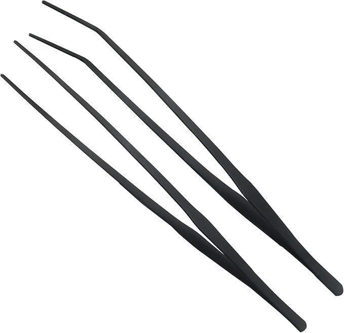 Zorfeter 2 PCS Extra Long Reptile Feeding Tongs, Stainless Steel Tweezers Rubber Tip, Long Terrarium Supplies for Bearded Dragon/Aquarium/Snake Tank(15 Inch)