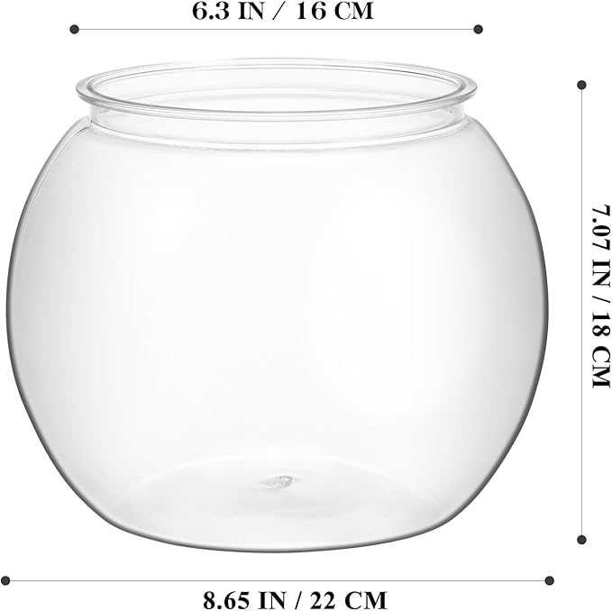Large Round Fish Tank Desktop Aquarium Bowl Plastic Multi-Function Goldfish and Betta Tank Office Decoration for Home and Desk Use