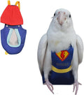 Parrot Flight Suit Diaper (Without Leash) - Reusable Bird Diaper for Budgies, Lovebirds, Cockatiels, and More - Fabric Bird Suit (Blue Superman-L)