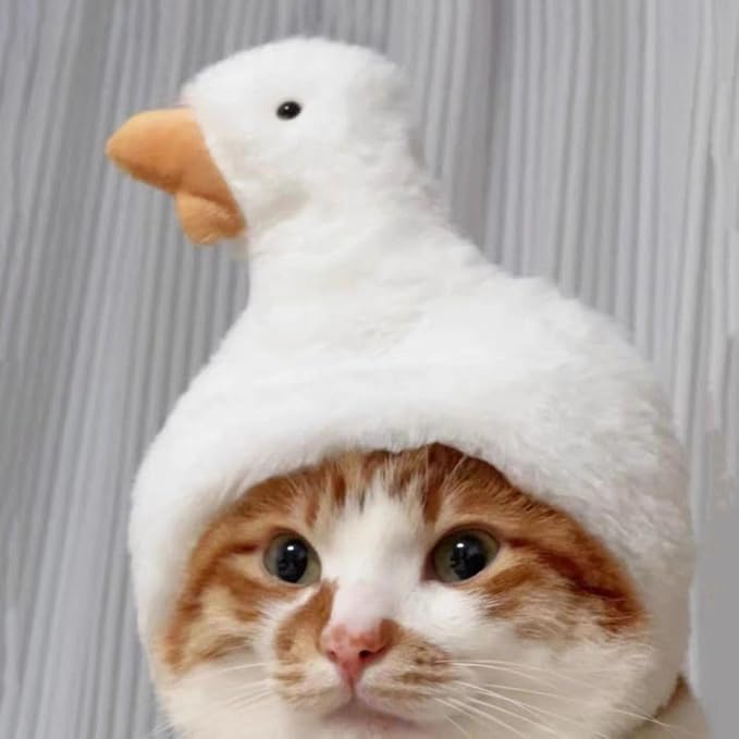Cute Goose & Duck Shape Pet Headband Hat, Cat, Puppy & Small Dog Headwear, Velvet, One Size, Winter, All Seasons