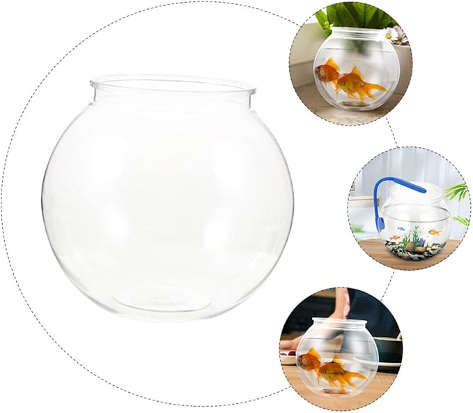 Beaupretty Small Round Fish Bowl Plastic Desktop Fish Tank for Home Office Tabletop Goldfish Aquarium Holder Large 26cm Aquarium