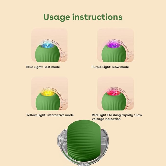 Interactive Cat Toy Ball, Automatic Intercative Cat Toys for Indoor Cats, The 3rd Generation Agile Moving Cat Ball with Elastic Mesh Tail, Toys for Indoor Adult Cats - Pack of 3 (Red, Green, Blue)