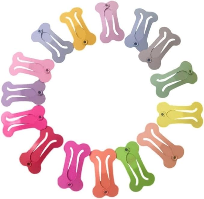 10Pcs Dog Hair Clips with Bows, 1 Inch Mini Bone Barrettes, Pet Grooming Accessories for Small Dogs and Cats