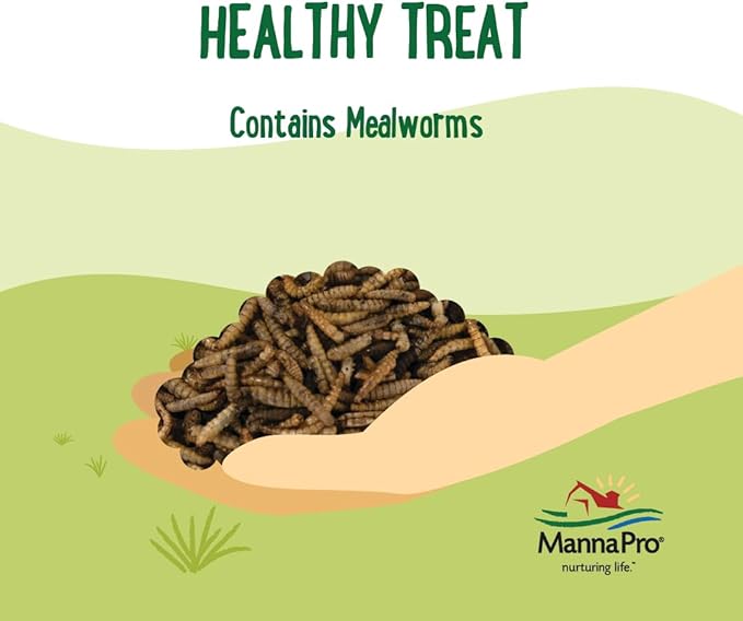 Manna Pro Farmhouse Favorites Mealworms Poultry Treat - Protein Treat for Poultry - Chickens, Turkeys, Ducks, Geese, and Guinea Fowl Treat - Contains 50% Protein - 100% Natural Poultry Snack - 2lbs