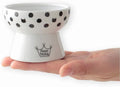 Necoichi Raised Cat Food Bowl – Ceramic Elevated Cat Bowl for Whisker & Neck Fatigue, Dishwasher Microwave Safe – Non-Slip & Anti Vomiting Ergonomic Design (Dots, Mini)