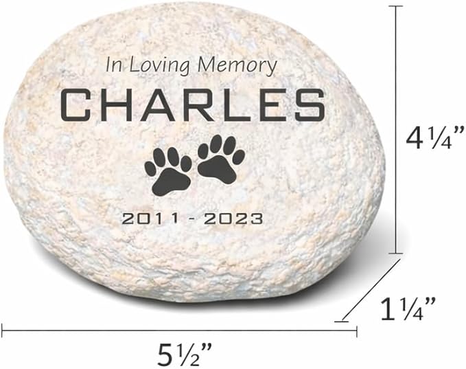GiftsForYouNow Engraved in Loving Memory Pet Memorial Garden Stone, 4.75 Inch, Durable, Waterproof, Temporary Grave Marker, Dog Tombstone