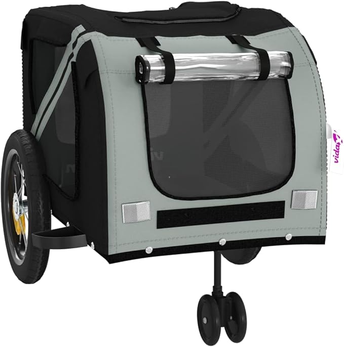 Pet Bike Trailer for Small Dogs, Durable Oxford Fabric with Weatherproof & Scratch-Resistant Design, Zippered Doors and Mesh Windows for Safe Outdoor Rides