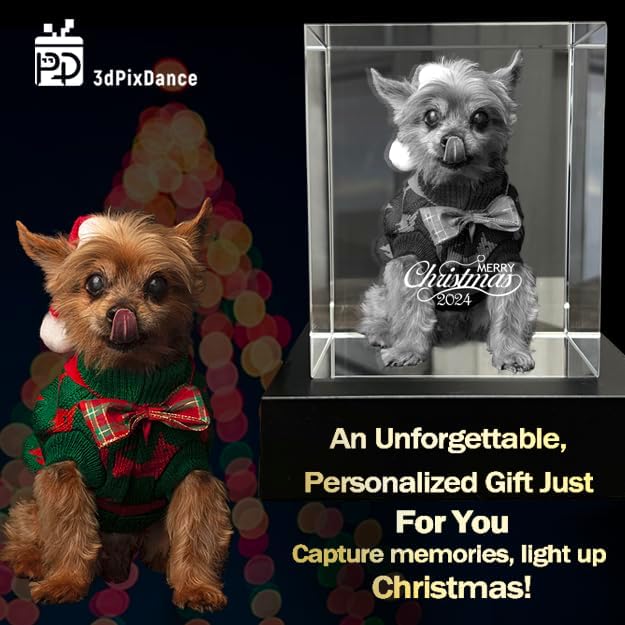 Dog Memorial Gifts for Pet Loss – Personalized Crystal Photo for Dogs & Cats, Custom Laser Etched Crystal (Medium Heart)