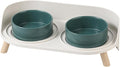 Elevated Ceramic Cat Bowl Set - Raised Double Dishes for Food & Water - Non-Slip Stand & Splash Proof - for Cats & Puppies - 2 x 480 ML - 16.23 OZ