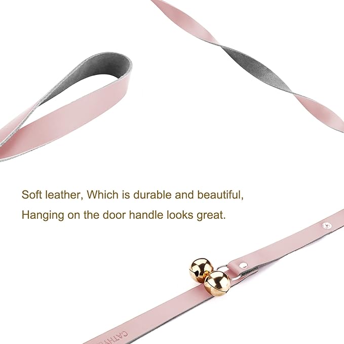 Leather Dog Doorbells for Door Knob, Adjustable Brass Potty Training Bells for Puppy to Go Outside, Easy Dog Door Bell for Potty Training