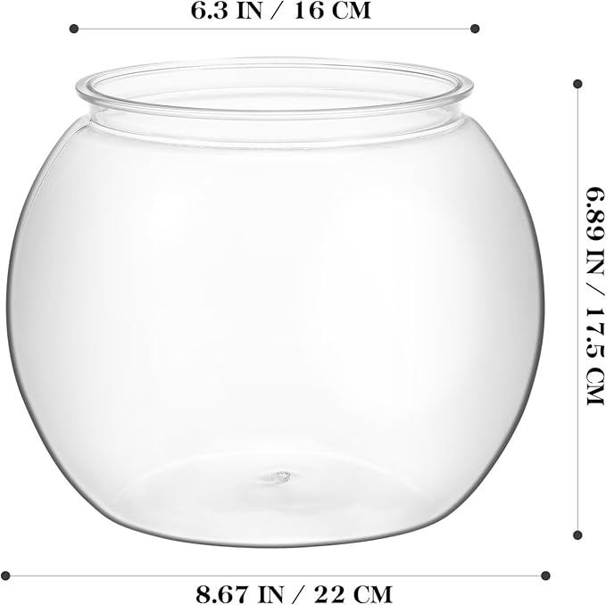 Plastic Fish Bowls, Round Plastic Fish Tank 2 Gallon Aquarium Hydroponic Planter Floral Container for Prizes, Party, Table Centerpiece Home Decor