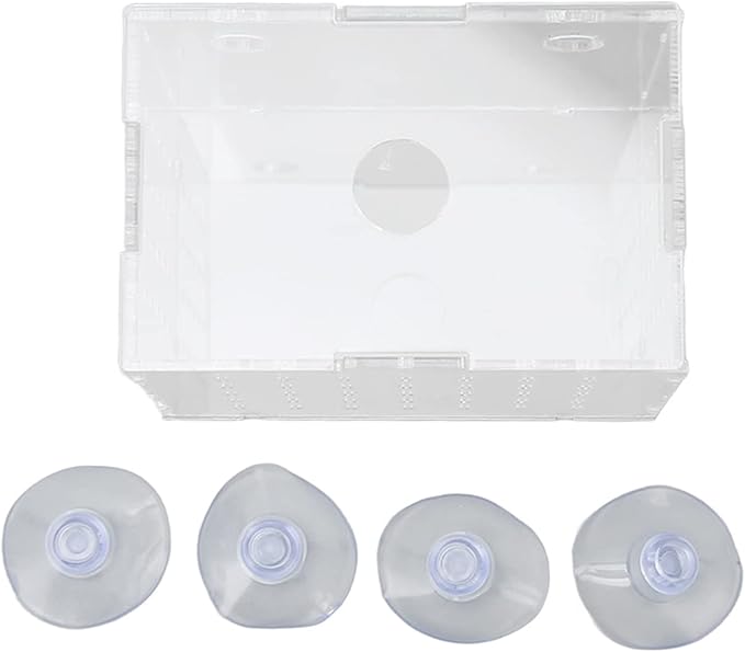 Fish Breeder Box, Aquarium Fish Breeding Box, High Transparency Acrylic Hatchery Incubator with Suction Cups for Baby Fish Shrimp Clownfish Isolation and Rearing (9 * 6 * 7CM)