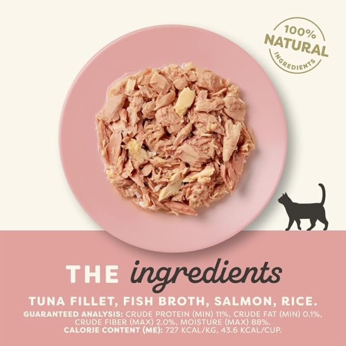 Applaws Natural Wet Cat Food in Broth, Limited and Natural Ingredients, High Protein with No Artificial Additives, Tuna Fillet & Salmon in Broth (10 x 2.12 oz Easy-Open Cups)