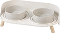 Elevated Ceramic Cat Bowl Set - Raised Double Dishes for Food & Water - Non-Slip Stand & Splash Proof - for Cats & Puppies - 2 x 480 ML - 16.23 OZ