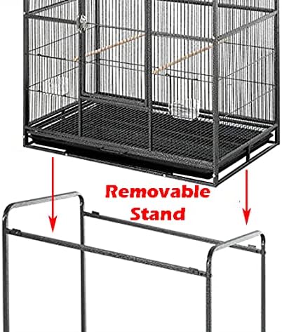 Extra Large 32" x 19" x 64"H Wrought Iron Metal Bird Flight Breeder Cage with Side Breeding Nest Doors with Removable Rolling Stand
