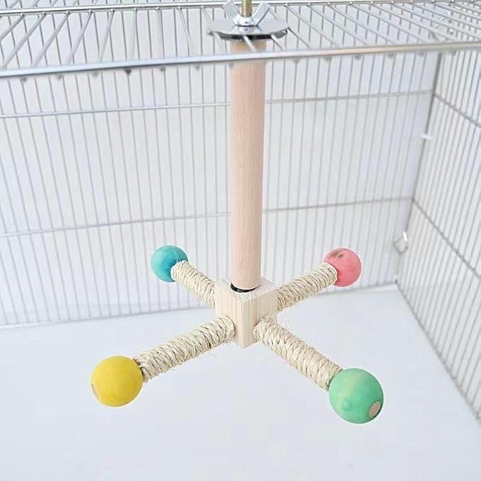 Parrot Spinner Toy，Rotating windmillself Fun Toy Grinds Teeth, Puzzle Aerial Stand Suitable for Small and Medium-Sized Parrots Such as Xuanfeng, Mudan, and Tiger Skin