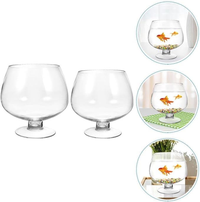 GANAZONO 2pcs Clear Desktop Fish Tank Transparent Betta and Aquarium for Office Decor Easy to Clean Planter Elegant Design for Home Office Use