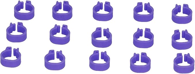 Fydun 100PCS S Leg Rings, 8mm Pigeons Identification Poultry Plastic Bird Foot Clip Pool Vacuum Hoses Bands No Words SuppliesOrange Health Supplies Band for Identify Orange (Purple)