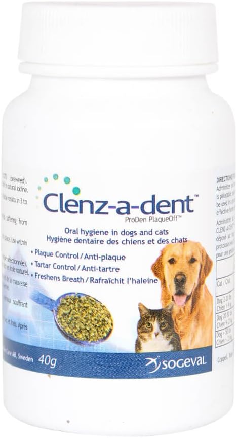 CLE06800 Clenz-A-Dent Plaque Off Food Additive, 40 g