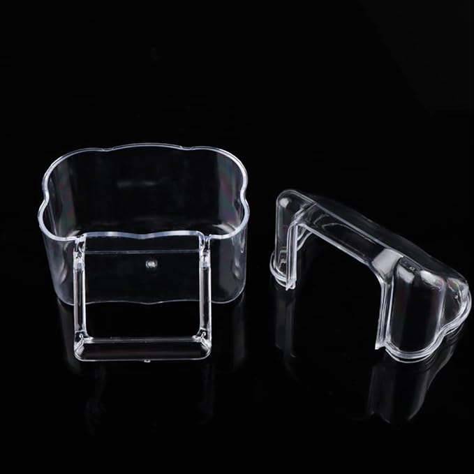 4 Pcs Bird Cage Feeder Plastic Cups Acrylic Feeding Bowl Anti- Splashing Water Food Feeder Box (for Bird Cage with Spring Door)