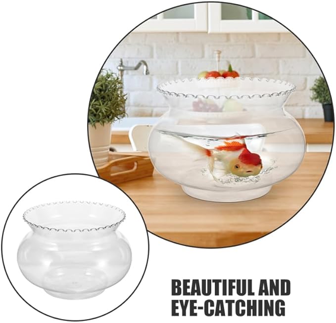 POPETPOP Multi-Function Desktop Fish Tank Clear Plastic Aquarium for Betta Fish and Goldfish with Unique Design for Home Office Plant Decoration and Viewing