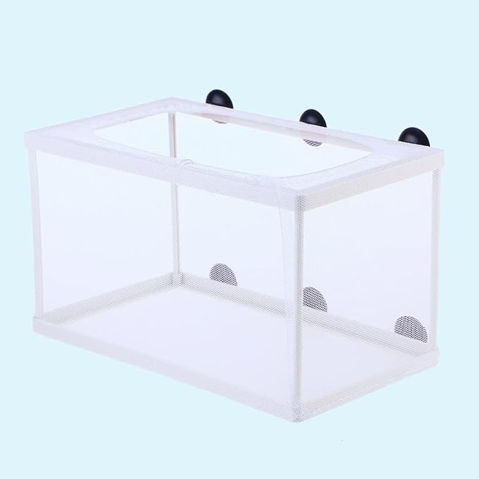 Fish Box- Aquarium Hatchery Net, Fish Breeding Box with Suction Cup for Aquarium Fish Tank (Size L)