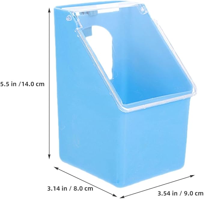 HEMOTON 2pcs Hanging Pigeon Cage Feeders with Lid, Blue Single Hole Water and Food Bowls for Parakeet Cage Accessories, Bird Feeding and Watering Supplies for Outdoor and Indoor Use
