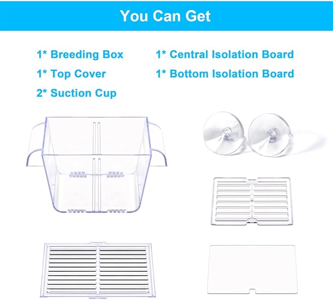 Fish Breeding Box Aquarium Holding Tank Transparent Fish Isolation Box Acclimation Hatchery Incubator Breeder for Betta Shrimp Clownfish Guppy Small