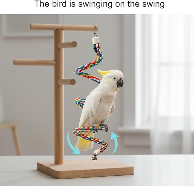 Bird Rope Perch & Birds Swing Set - Bird cage Accessories, 40‘’ Rope perches for Conures, Parrots,Cockatiel,Lovebird,Budgerigar,Parakeet perches for cage,Birds perches