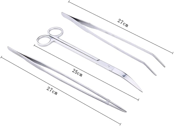 Beginner Fish Tank Tool Set Stainless Steel Tweezers Scissors Spatula Net for Aquatic Plant Care