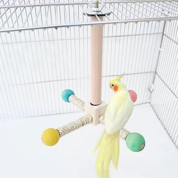 Parrot Spinner Toy，Rotating windmillself Fun Toy Grinds Teeth, Puzzle Aerial Stand Suitable for Small and Medium-Sized Parrots Such as Xuanfeng, Mudan, and Tiger Skin