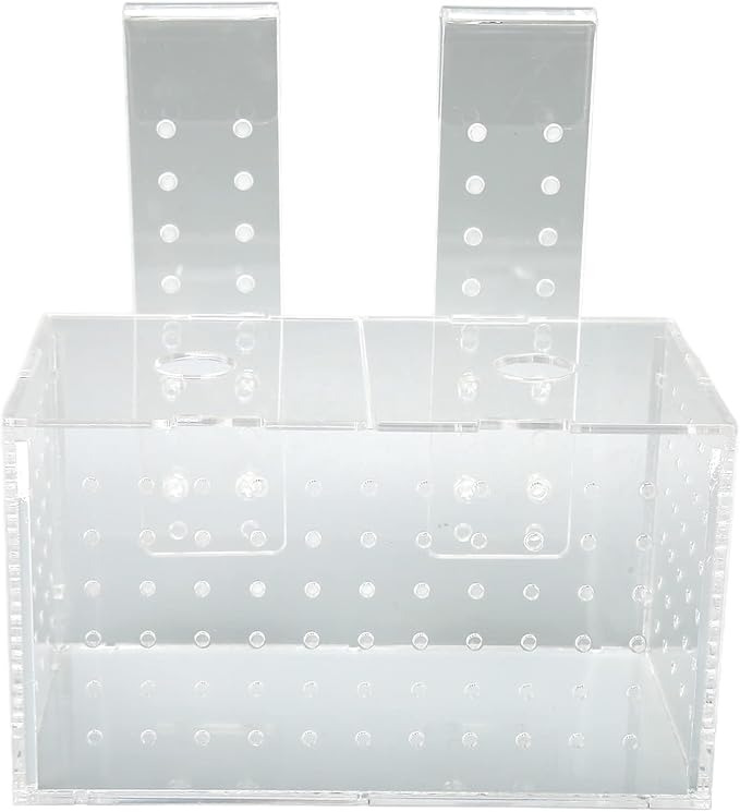 Fish Breeding Isolation Box Acrylic Aquarium Hatchery Transparent with Adjustable Hook - High Visibility, Secure Lid, Suitable for Small Fish Tank Use (17 * 9 * 10CM)
