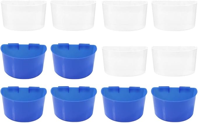 UPKOCH 12pcs Hanging Bird Food Bowls and Water Cups, Small and Blue Parrot Feeding Bowls for Cage, Convenient Household Bird Feeding and Watering Supplies