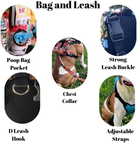 PawLook Dog Backpack to Wear with Chest Harness Self Carrier dogbag with Additional Pocket for Poop Bag Anti Slip Stylish Dog Bag for Your pet Street Smart Serie White Bone Small