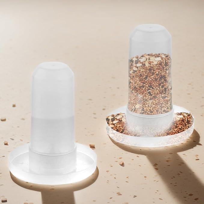 2 Pack Quail Plastic Food Feeder and Bird Water Dispenser Plastic for Quail Chick Parakeet Budgies Cockatiel Lovebird Small Birds (Transparent)