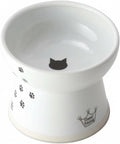 Necoichi Raised Cat Food Bowl – Ceramic Elevated Cat Bowl for Whisker & Neck Fatigue, Dishwasher Microwave Safe – Non-Slip & Anti Vomiting Ergonomic Design (Cats, Large, 2-Cup Capacity)