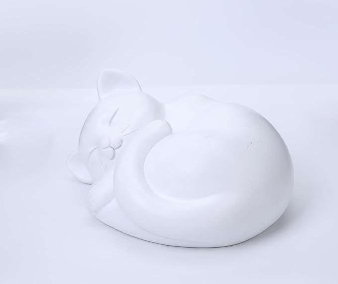 Pet Cat Urns for Ashes, Sleeping Resin Cremation Animal Urn and Sealed Bag, Decorative Memorial, Fur Keepsake, Ashes Necklace, Keychain, Inkless Paw Print Kit, Picture Frames, Sympathy Cards