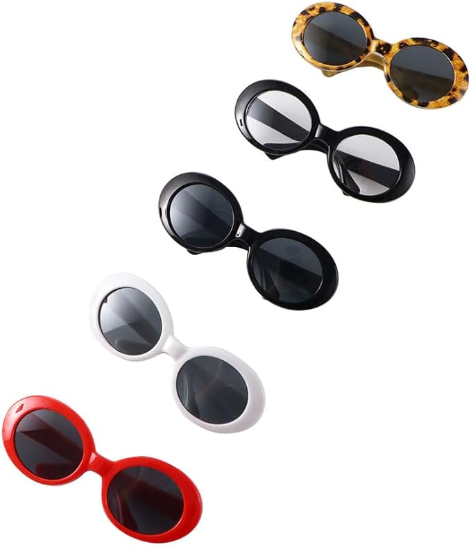 Vctitil 5 Pcs Cat Sunglasses Dog Sunglasses Cosplay Photo Props Birthday Party Outdoor Activities Funny Pet Accessoires for Small Dog or Cat
