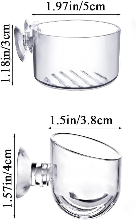 4Pcs Aquarium Plant Pot, Glass Fish Tank Planter with Suction Cups, Plants Holder Decoration Cup