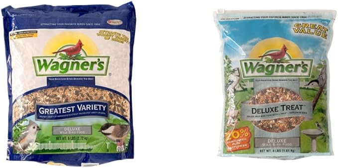 Wagner's 62034 Greatest Variety Blend Wild Bird Food, 6-Pound Bag & 62067 Deluxe Treat Blend Wild Bird Food, 4-Pound Bag