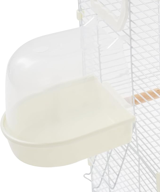 Two-Tier Bird Cage, 30 Inch Pigeons Parrot Birdcage with Safe Rotary Door Lock, White Parakeet Cage for Small to Medium Birds, Easy Access Double Doors. (B)